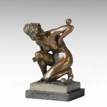 Nackte Figur Statue Ball Lady Bronze Skulptur TPE-214